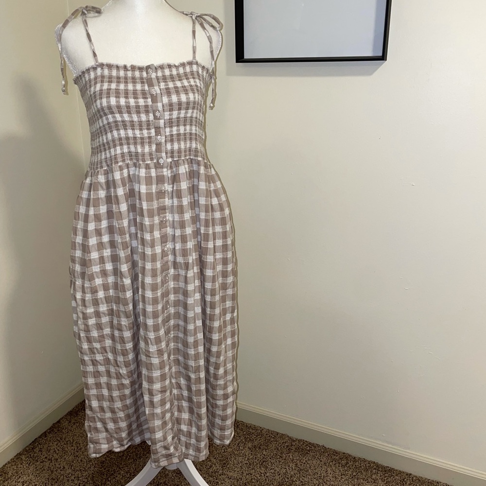EUC Sz. L Aerie Gingham Midi Dress